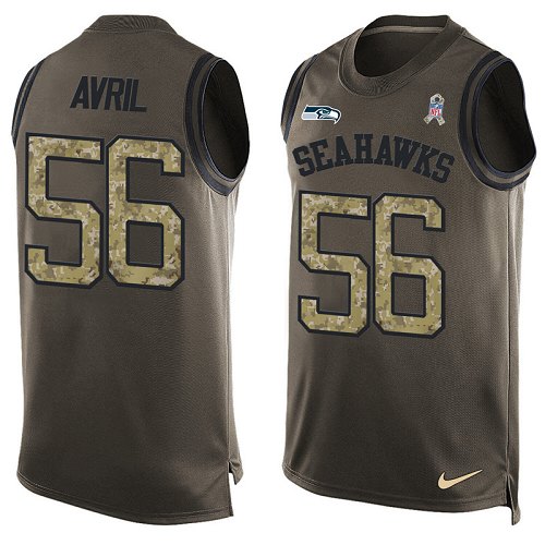 Men's Limited Cliff Avril Nike Jersey Green - #56 Salute to Service Tank Top NFL Seattle Seahawks